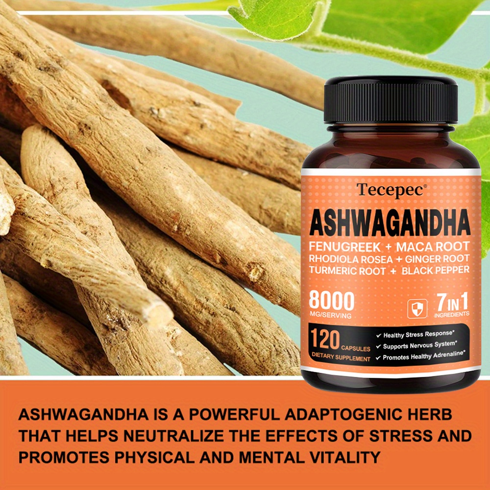7 in 1 supplement with ashwagandha maca     ginseng and more supports normal   and nerve health 120 capsules details 2
