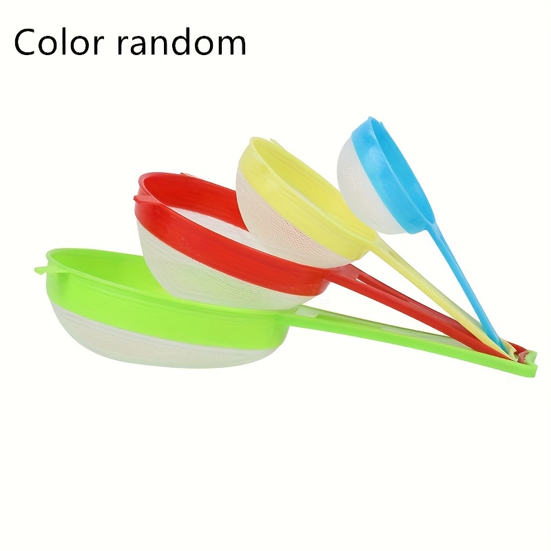 4pcs Set Of Multifunctional Strainers With Handles (4pcss Random Colors), Space- Kitchen Tools, Countertop Strainer, Tea Infuser, , Lightweight Strainer, Essential Sieve For Baking