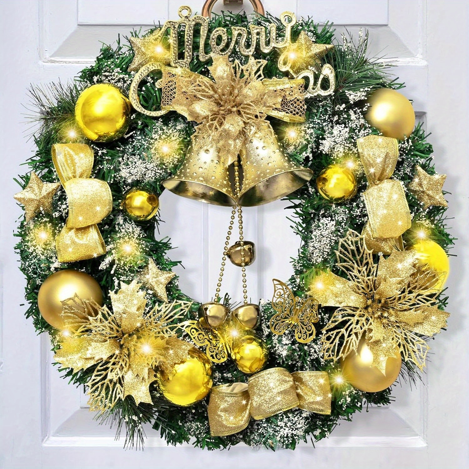 

Christmas Wreath , Bows, And Butterflies - , No Required, Plastic Decor For Christmas And