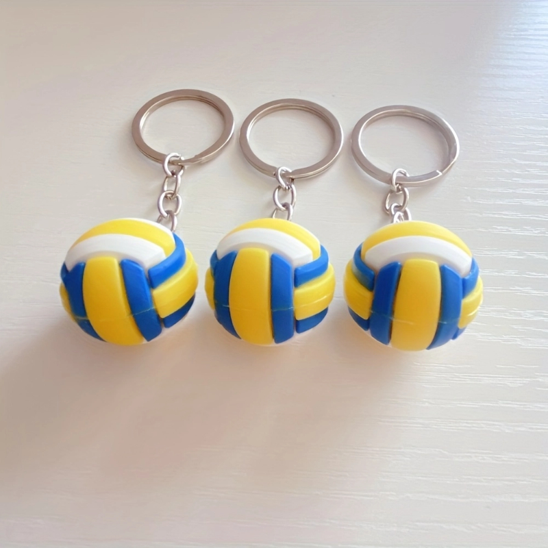 TEMU Set da 3 portachiavi da pallavolo mini in PVC durevole, galleggiante per appassionati di sport, accessori da pallavolo