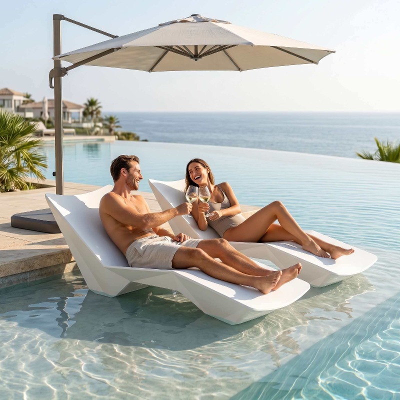 pool lounge chairs set of 2 ergonomic s shaped patio chaise loungers with stable sand fill base waterproof uv resistant tanning chairs with drainage holes for poolside beach backyard outdoor sunbathing