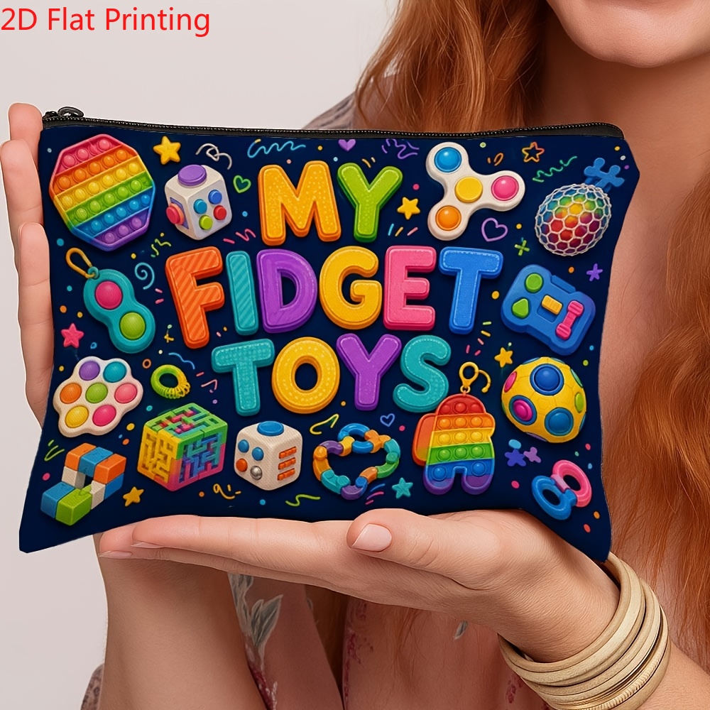TEMU 2d Flat Printing, 1pc Pack, Material Makeup Bag, Pop Art Finger Toy Design Makeup Bag - Zippered Travel Toiletry Bag With Finger Pattern,