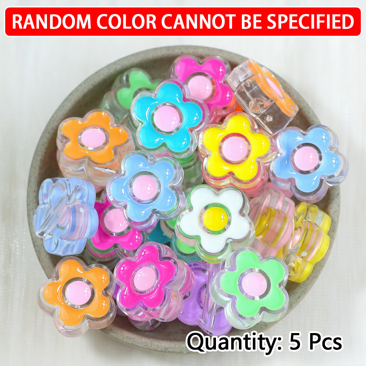 TEMU 22mm Random Mixed Colors Acrylic Transparent Sunflower Horizontal Hole Bead Decorative Beads, Beads & Bead Assortments, Couple's