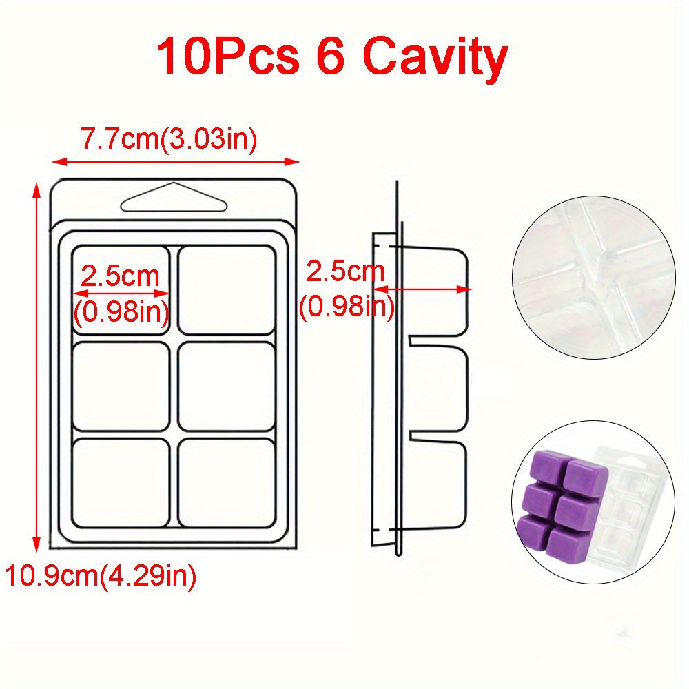 Image of 10pcs Wax Melt Mold For Candle Plastic Shell Mould Square 6- Wax Tray For Scented Candle Making Kit Candle Container Box Handmade Enthusiasts Supplies Aromatherapy Candle Gift