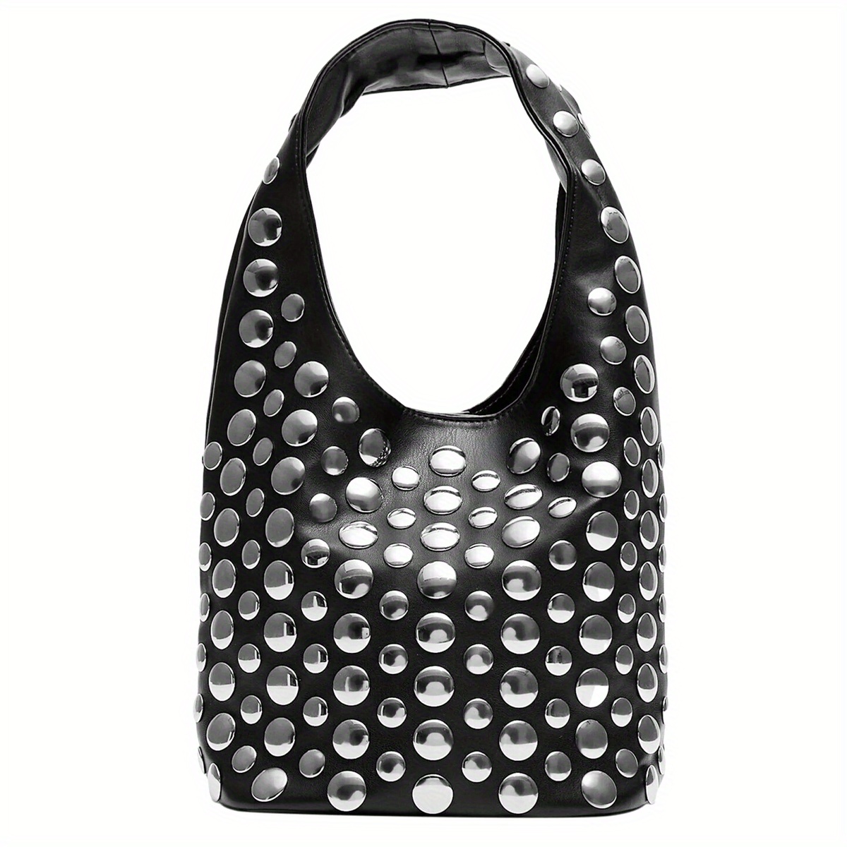 black pu studded shoulder bag women punk 2k fashion Temu United