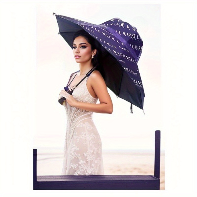 Unique Vacation Umbrella, High-Quality Printed Women's Dual-Purpose Straight Shaft Sun Umbrella, Stylish Photo Umbrella