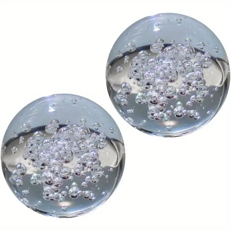 TEMU 2 Crystal Glass Ornaments - Transparent With Sparkling Crystals, Perfect For Classic Weddings And Home Decor, No Electricity Needed, Ideal Gifts