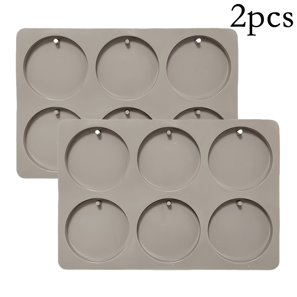 TEMU Molde de silicona de 2 piezas con 6 cavidades redonda para colgantes de resina, fabricación de jabón y manualidades, molde para perfume