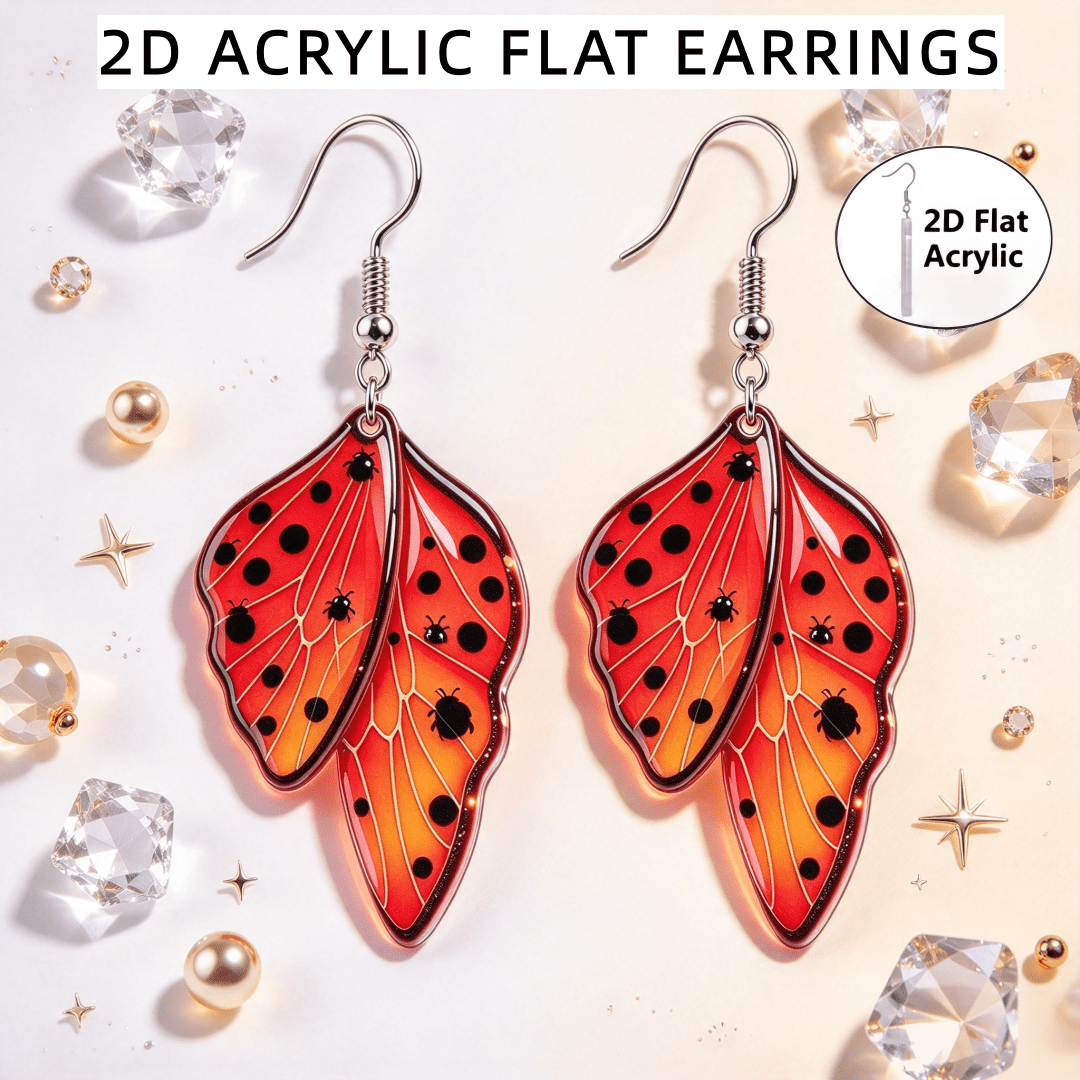 Women's Butterfly Wing & Ladybug Dangle Earrings