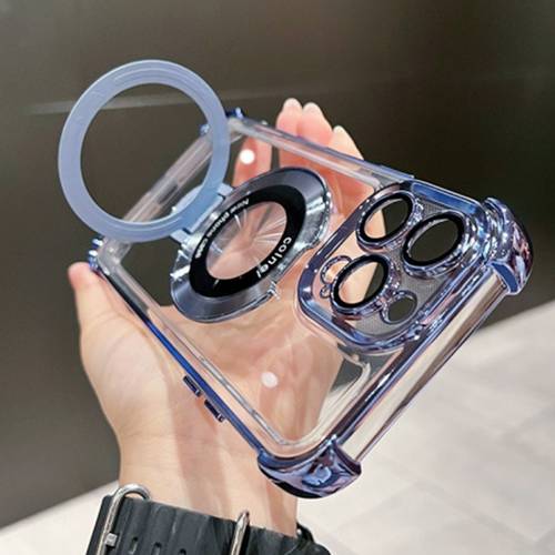 phone case 3pcs 1 phone cover with 2 protectors stylish plated magnetic stand case for iphone 16 15 14 13 12 11 pro max with holder stand shock resistant cover