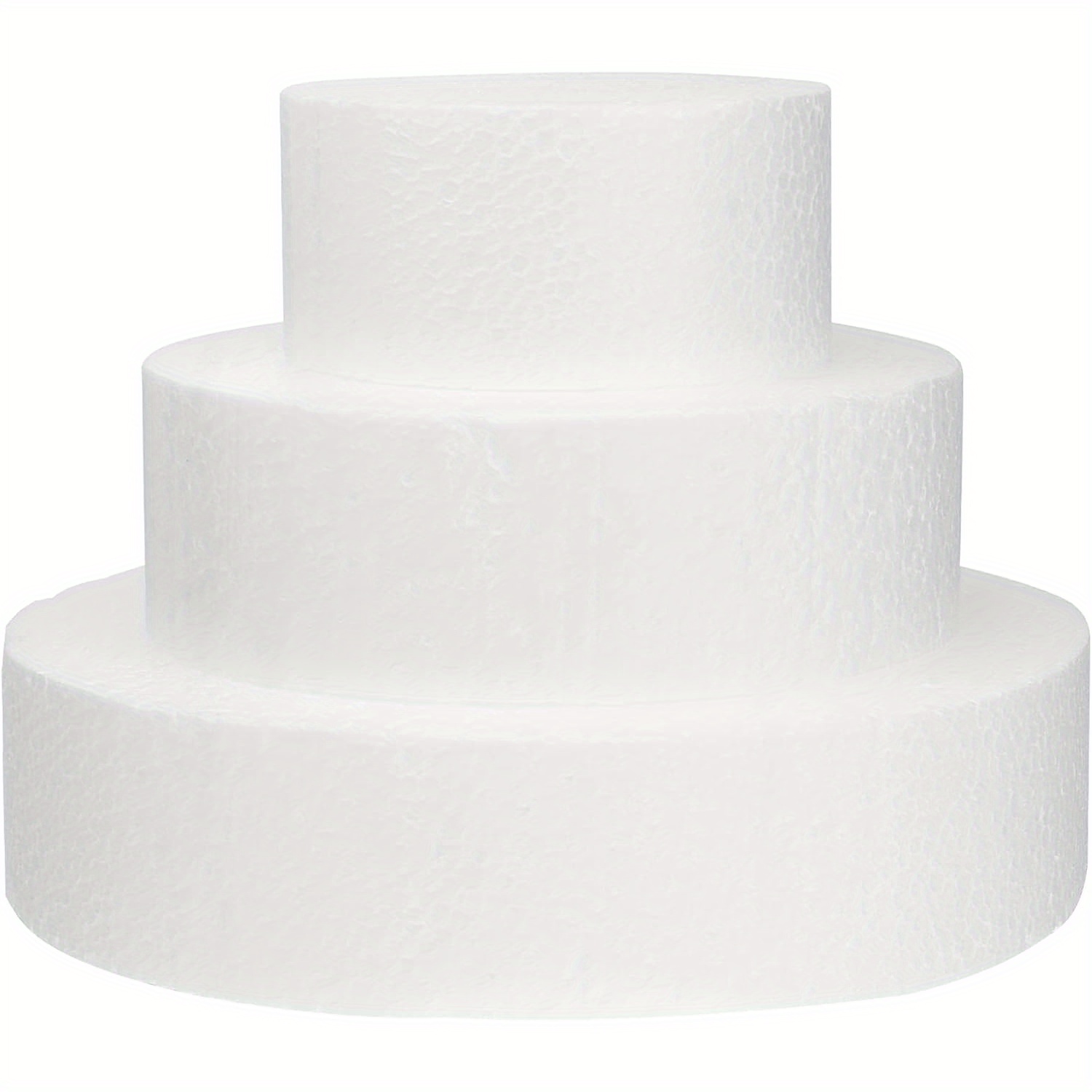 Image of Round Foam Cake In 3 Sizes, 3 Tiers White Fake Practice Cake Dummy For Diy Projects Christmas Wedding Baby Shower Birthday Party Cake Decoration, Best For Christmas