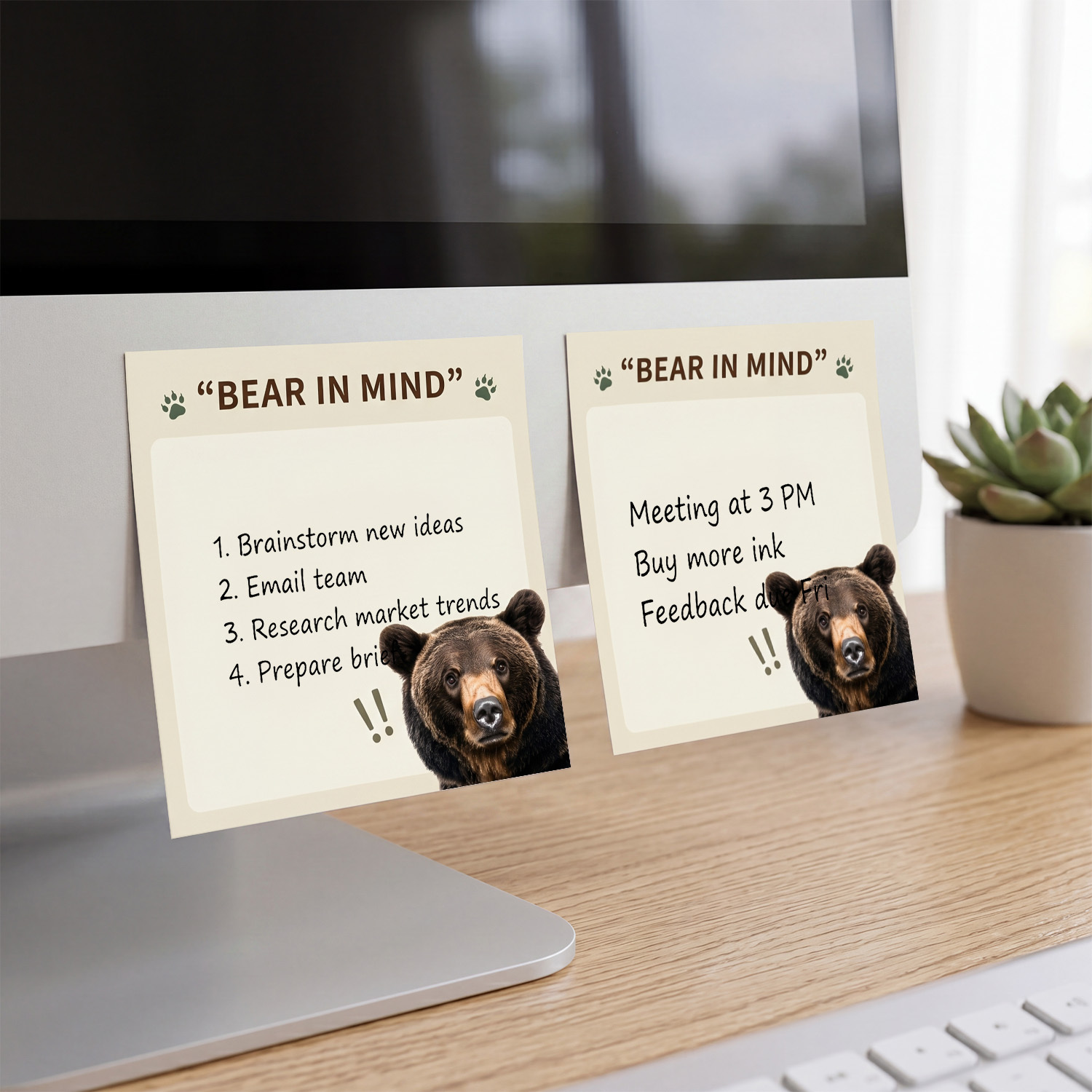 2-Sheet Set of Fun Bear Sticky Notes, 100 Sheets Total
