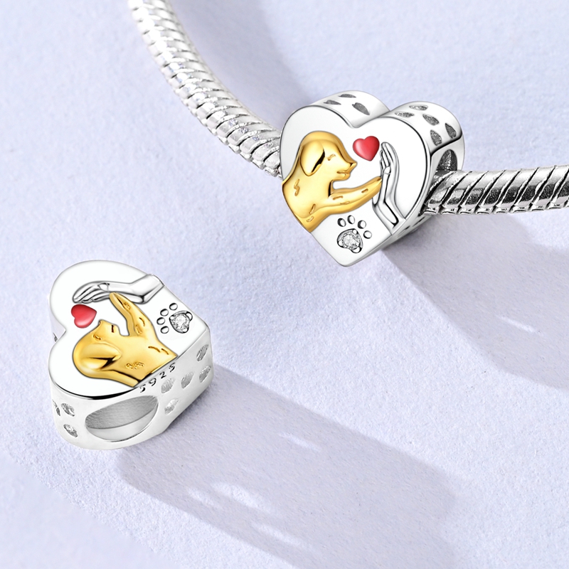925 Sterling Silver Person & Puppy Charm, Gift for Her