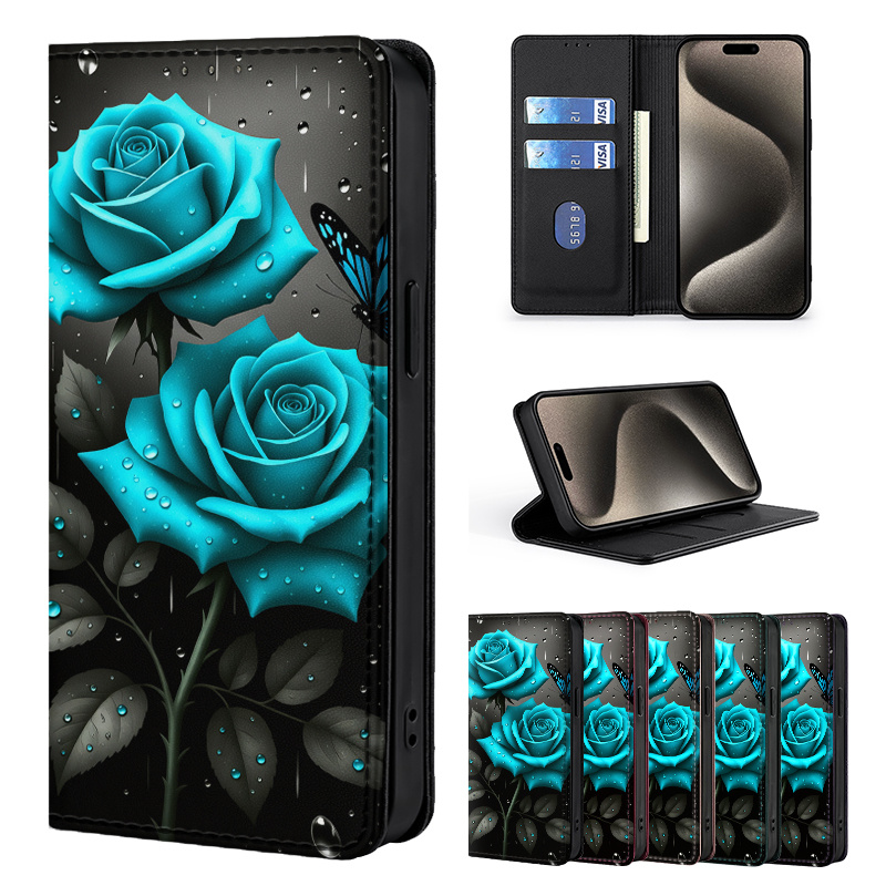 TEMU Phone Case - Colorful Painted Double-fold Edge, Faux Leather Flip Cover Creative Phone Case With Card Slot Anti-theft Stand Wallet, For Xiaomi