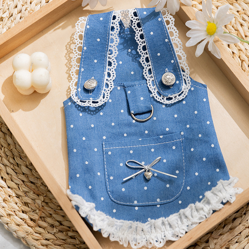 Breathable Dog And Clothing Summer, With Comfortable And Polka Lace Dress, Suitable For , Poodle Dogs, Chihuahuas, And Small Dogs