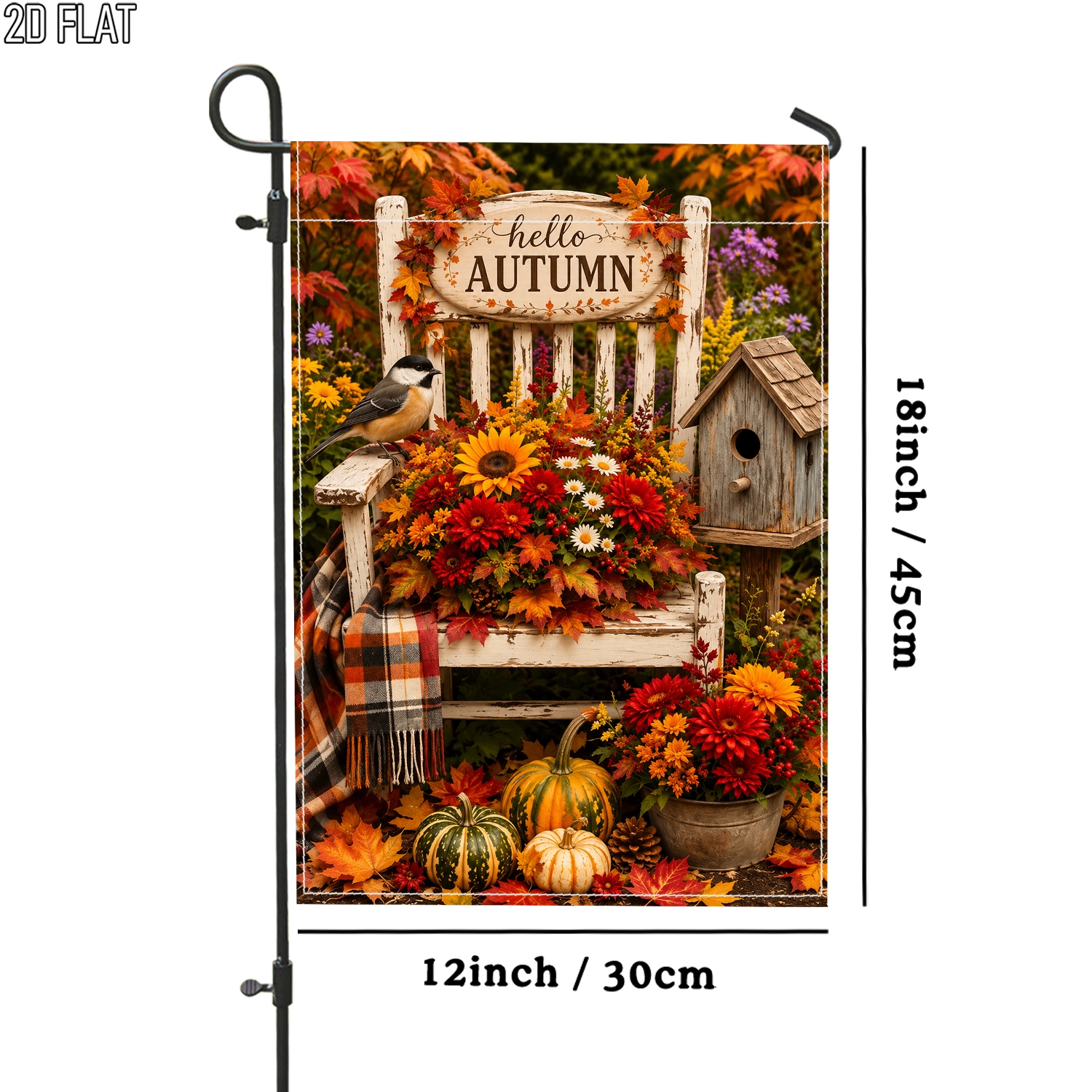 TEMU 2d Flat, 2d Flat 1pc Autumn Fall Orange Chair Flag Orange Outdoor Garden Flag Double-sided For Porch Decoration For Garden Outside Yard