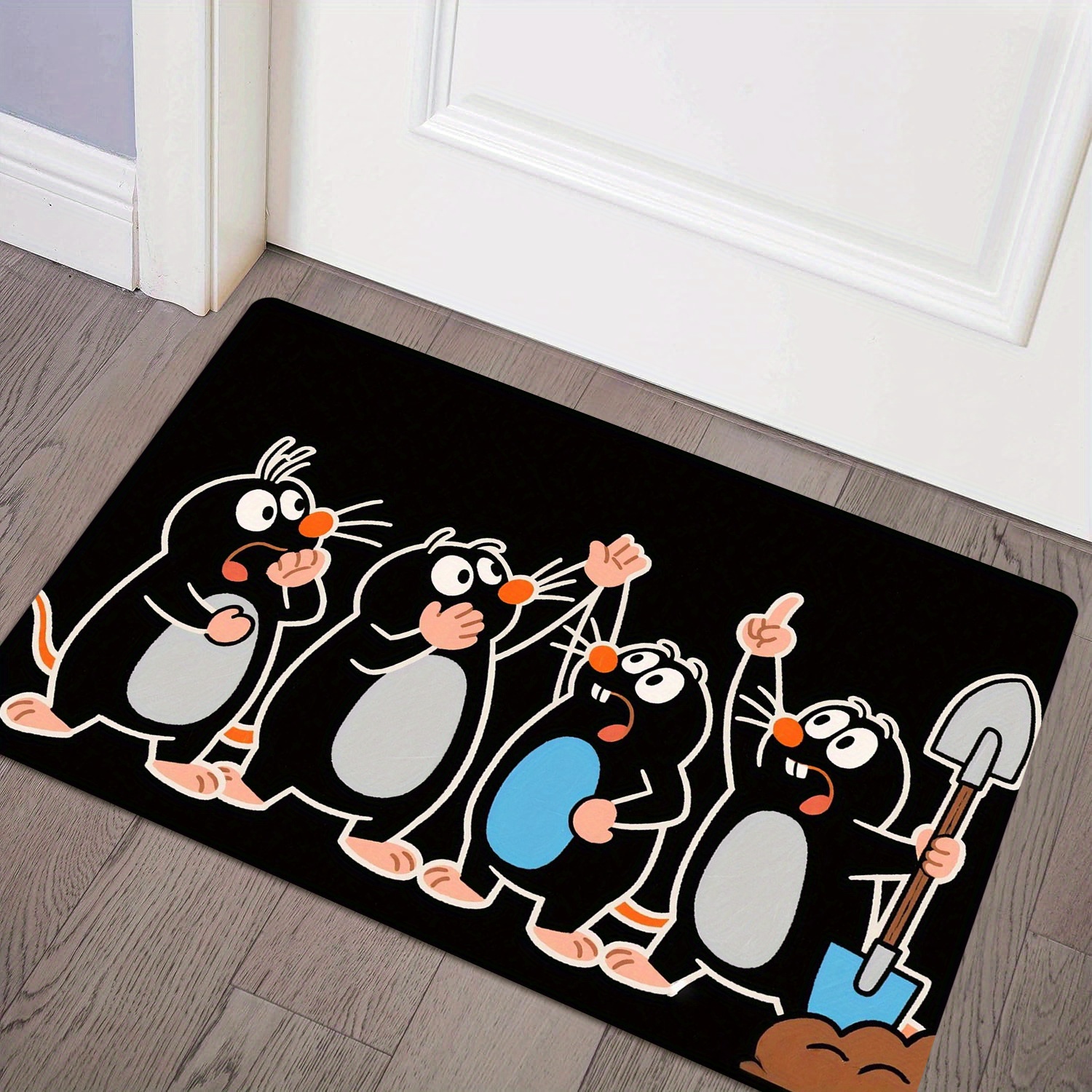 TEMU 1pc Cute Mole & Molehills Mat - 500gsm Heavyweight 10mm Thick Soft Floor Mat With Non-slip Backing, Mole Design For Entryway, Bedroom, Bathroom,