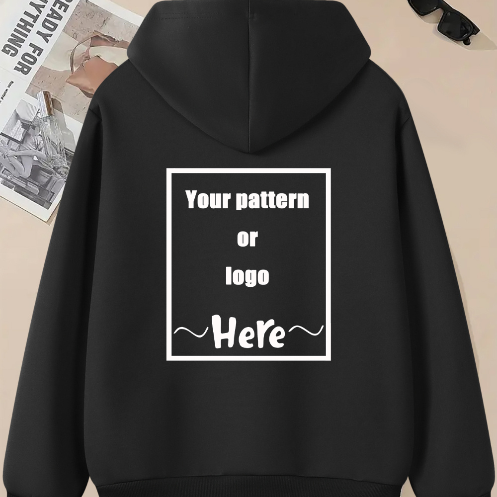 

Personalized Style, Customizable Hoodie Sweatshirt - Personalized Chest Pattern Or , Casual Polyester Knit, Hooded Collar, Machine Washable - Ideal For Team Orders