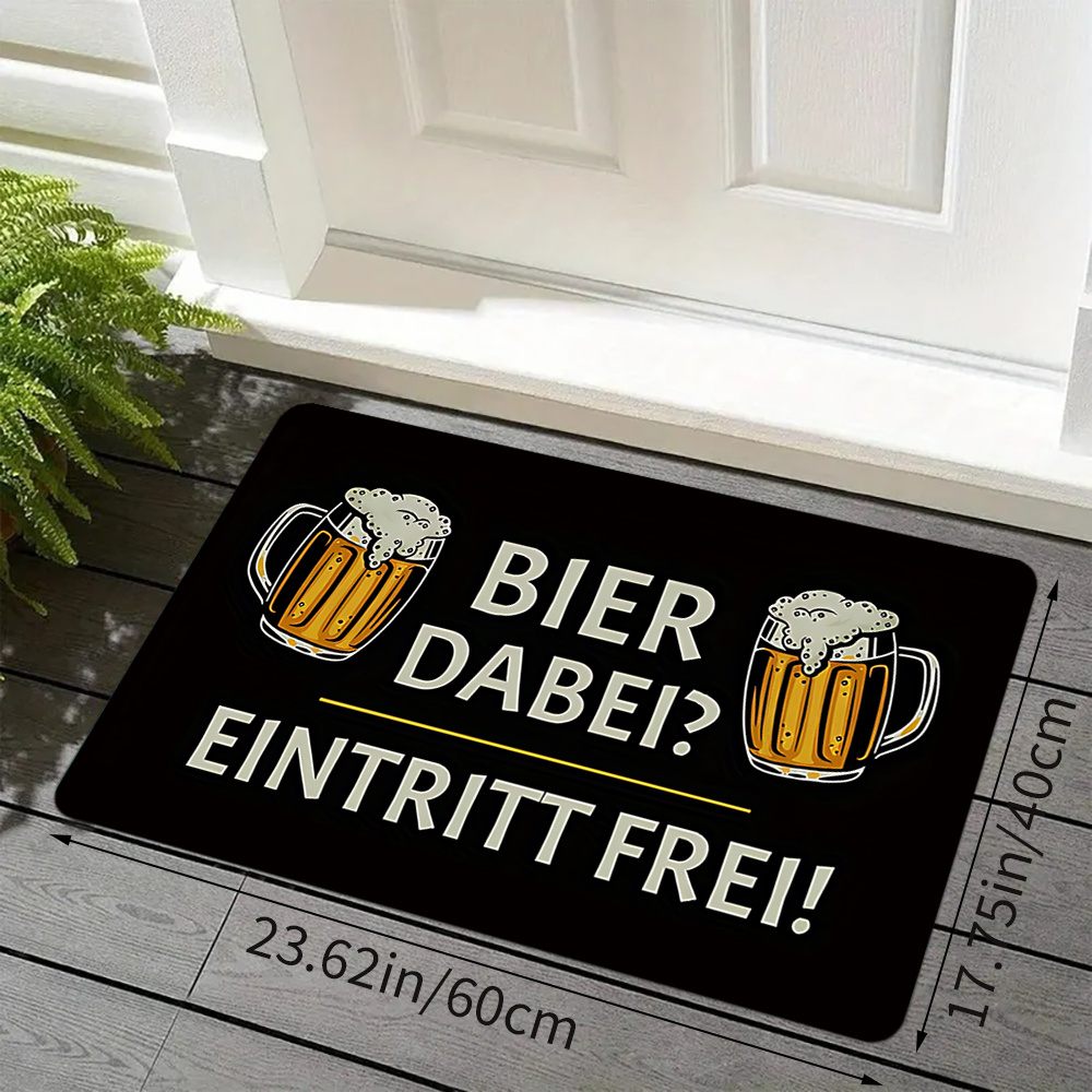 Funny " Beer? !" Non-slip Doormat - Machine Washable Entry With Sponge Backing, Durable Mat Suitable For /bedroom/, Entrance