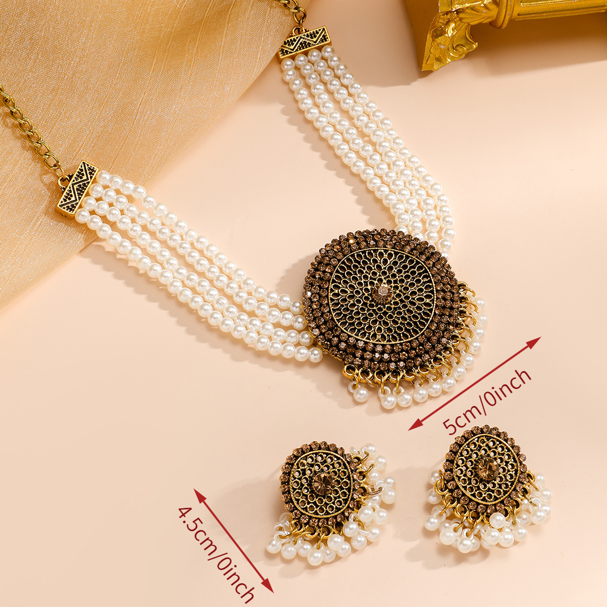 Women's Imitation Pearl Multi-Layer Trendy Necklace, Retro Style