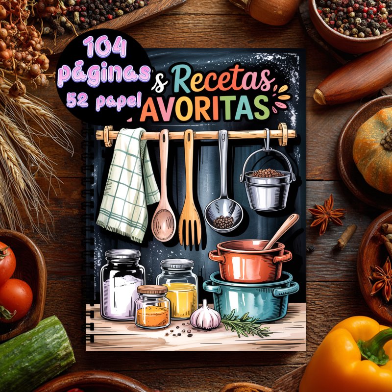 TEMU 1 Libro de Recetas en Español | 1 Cuaderno A5 de , una Colección de Recetas , Temática de Utensilios de Cocina y Especias