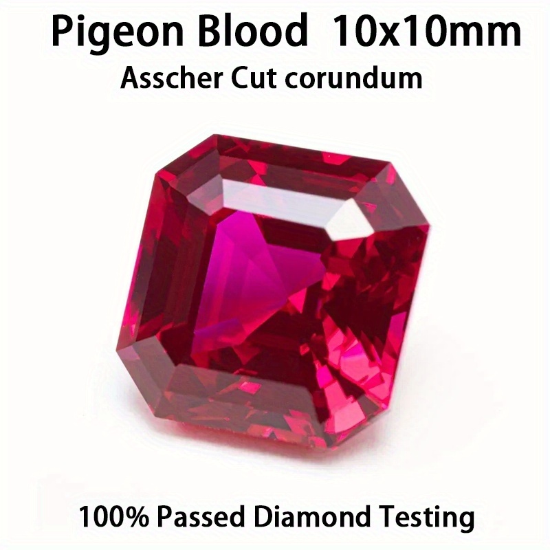 TEMU Pigeon Blood 10x10mm Square Shape Red Synthetic Artificial Gemstone Artificial Gemstone Pass Diamonds Pen Test For Jewel Making