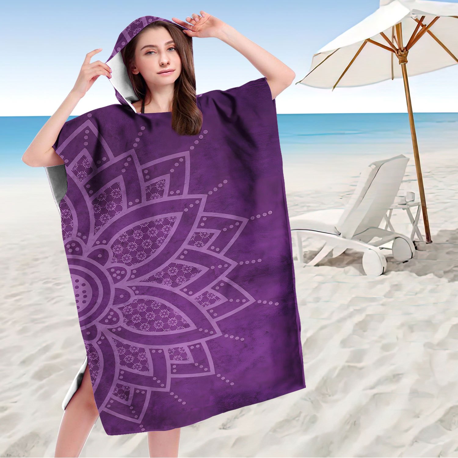 TEMU Peignoir Serviette à Capuche Polyvalent - Microfibre Super Douce, Séchage Rapide, Et Élégant Pour, Lit, Ou