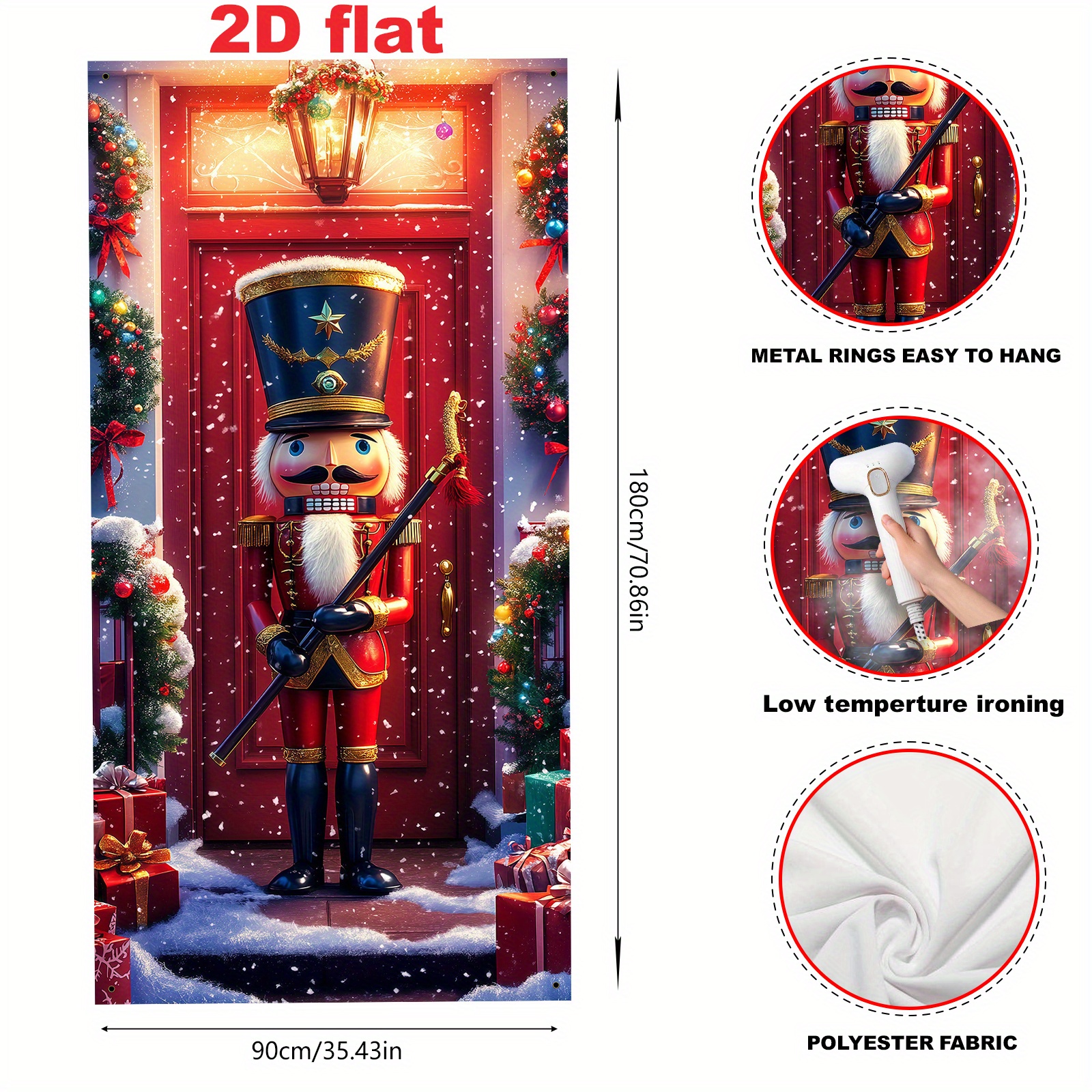 TEMU 2d Flat Banner Party Banners, Pull Flag/party Banners 1pc (35*70 Inches/90*180cm), Polyester Material, Christmas Theme Door Frame Banner -