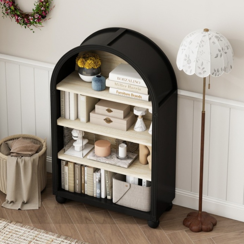 45.67' Tall Arched Bookshelf, 4 Tier Arched Bookcase, Modern Farmhouse Open Display Tall Bookcase for Bedroom, Home Office, Bedroom