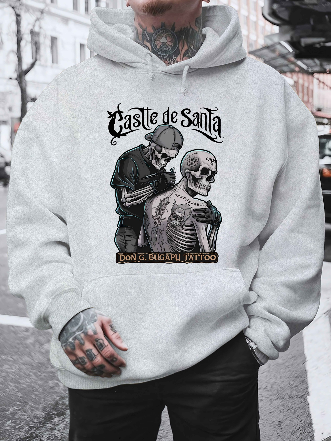 Herbst- und Winter-Plüsch-Hoodie für Herren mit *-Tattoo-Design für den  und eine großartige Geschenkidee in amerikanischer