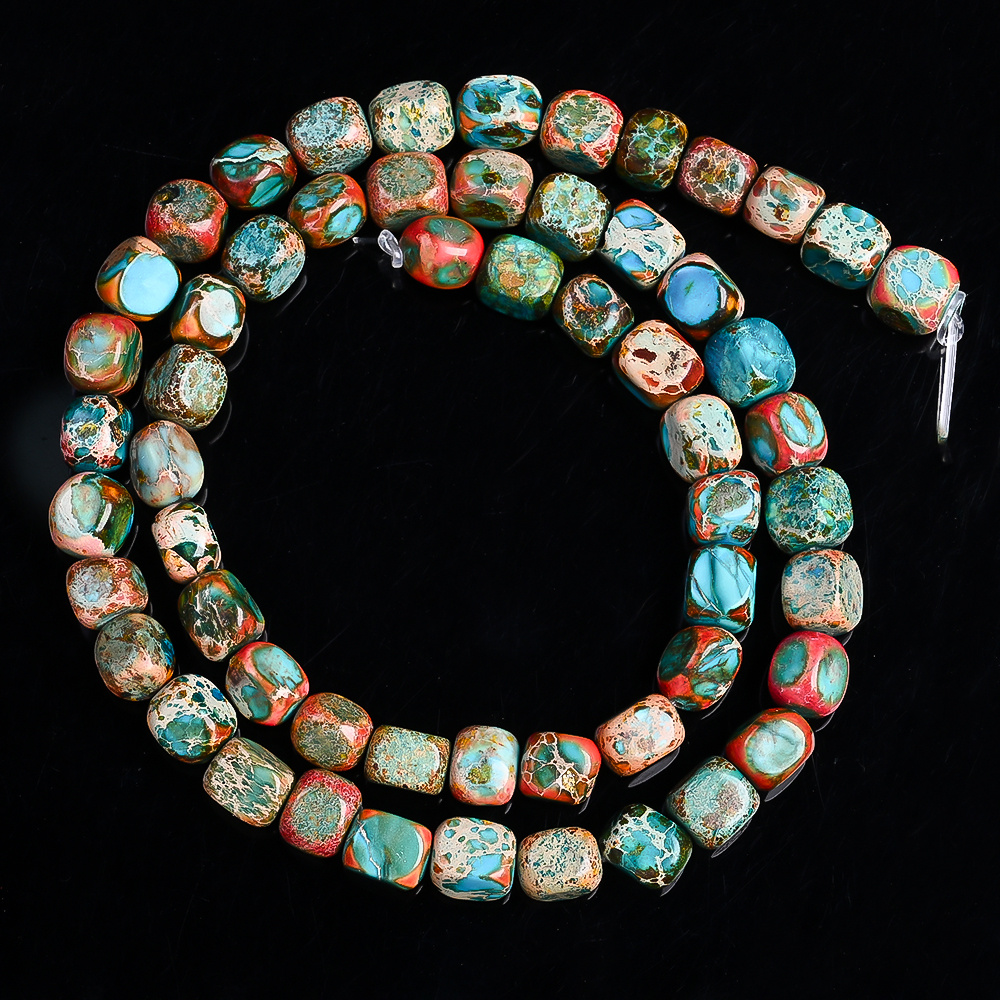 TEMU 60pcs Pipitree Stone Beads - Large 5-7mm Cylindrical/rectangle Gem Beads In , Loose Spacer Beads For Making, Bracelets, Necklaces, Earrings -