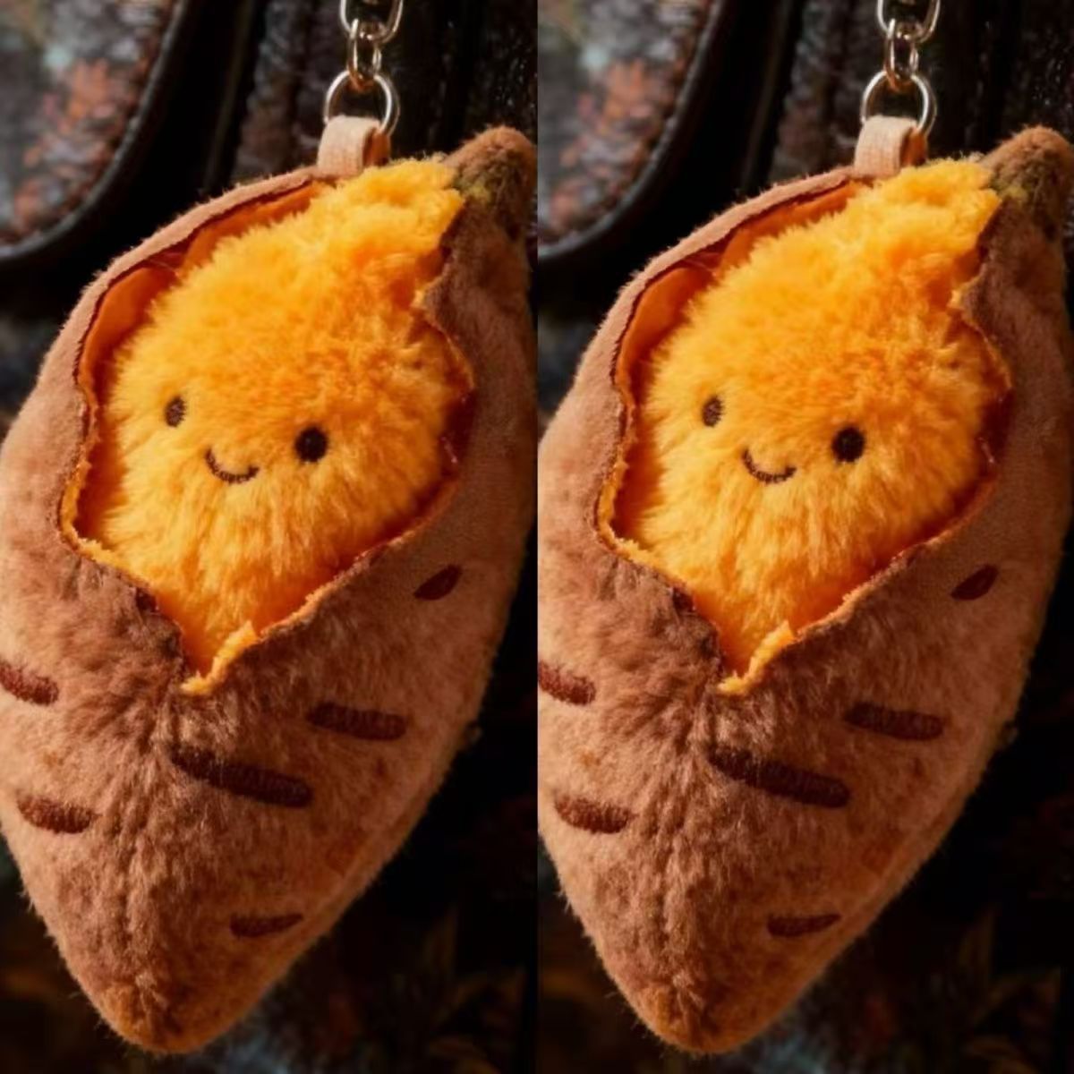TEMU 2pcs Cute Sweet Potato Plush Doll Keychain Bag Charm - Girly Decor, Perfect Winter Gift For