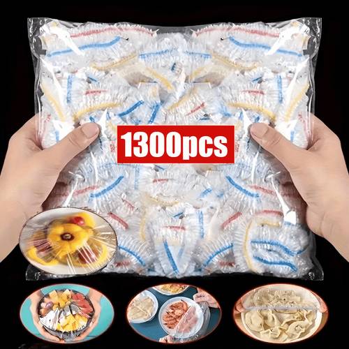 1300pcs elastic fresh keeping film covers food grade pe film bags disposable bowl sealing keeping food storage lids kitchen supplies kitchen gadgets