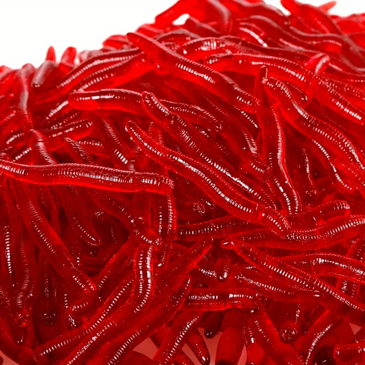 E-shop 300 Stück Simulierte Rote Würmer Weichköder - Realistische Gummiregenwürmer, Geeignet für Barsch- Süßwasserangeln Künstliche Shrimp-Köder,