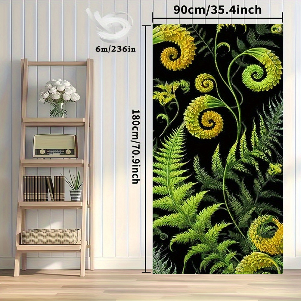 TEMU 2d Flat, 2d Door Banner, 1pc 2d Door Banner Flatp Rinting Green Kiwi Maori Koru Leaf Door Decoration For Wedding And Event Themes