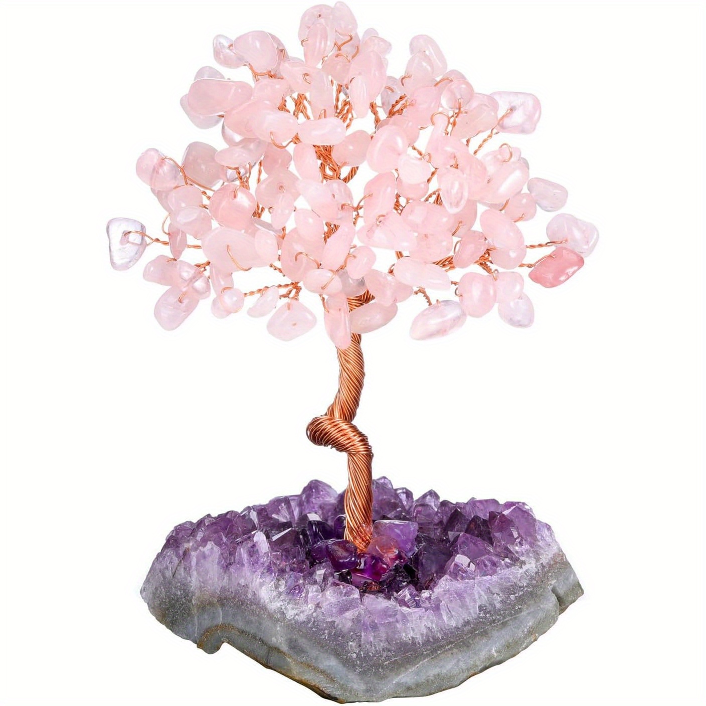 thumbnail image 2 of JSDDE Rose Quartz Crystal Tree Reiki Healing Gemstone Money Tree Feng Shui Crystals Stone Tree Home Office Luck Ornament Decoration 6.3 Inch 2 of 11