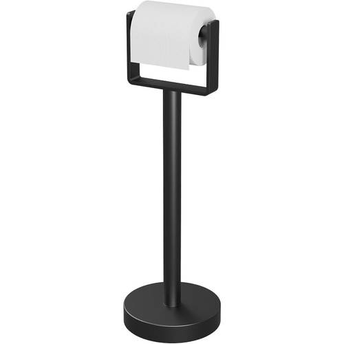 heavy duty freestanding toilet paper holder with weighted base suction cup suitable for bath shower no installation required stable roof mount for modern matte black