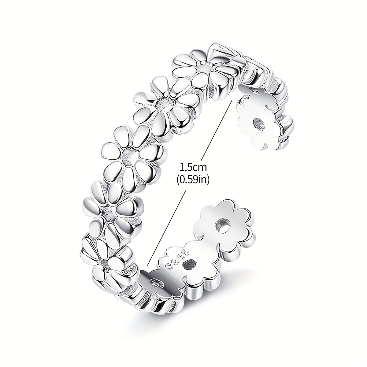 925 Sterling Silver Adjustable Hibiscus Toe Ring, Minimalist
