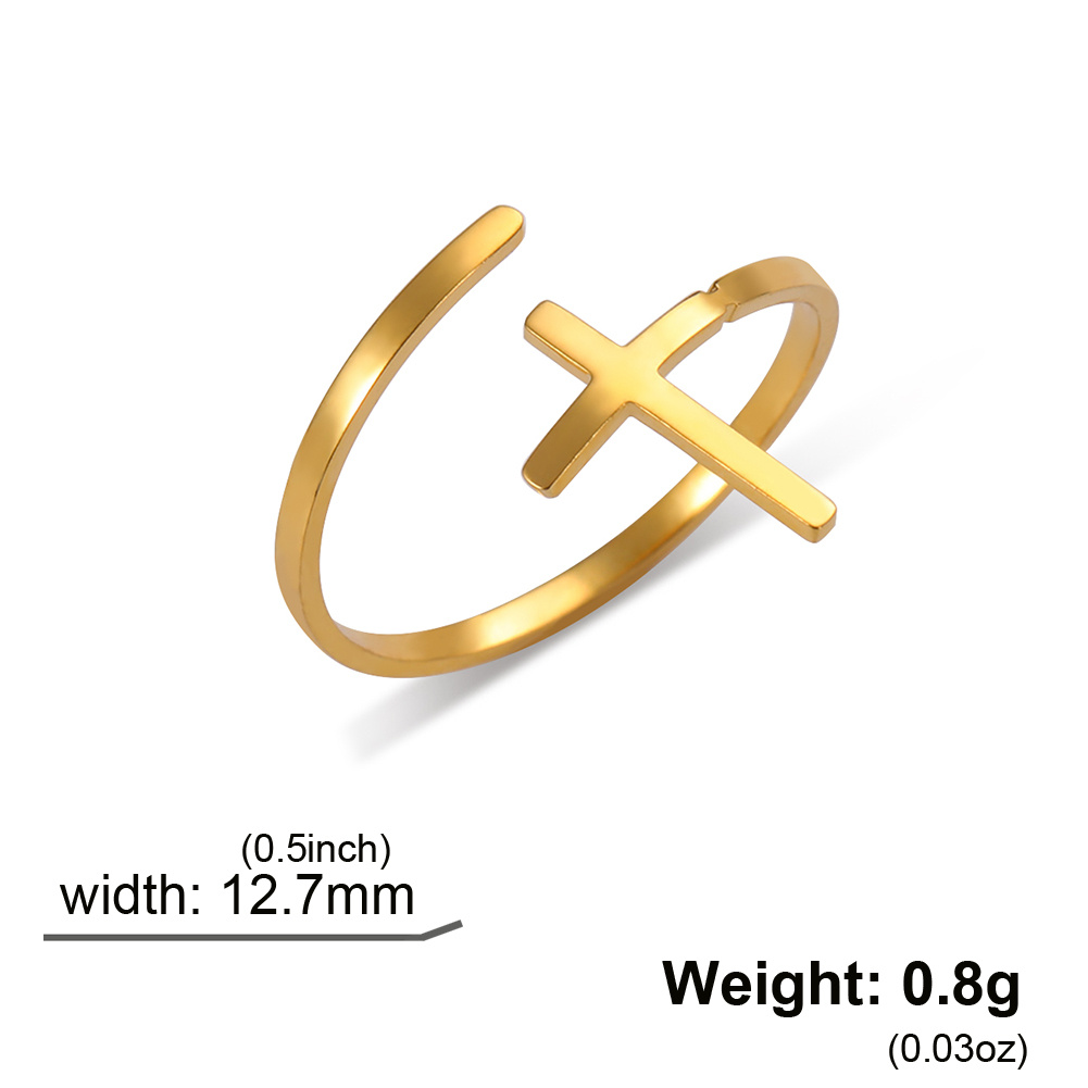 Stainless Steel Cross Ring Punk Signet Band