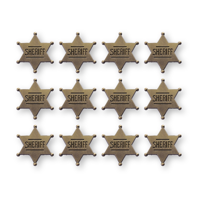 TEMU 12pcs Sheriff Star Enamel Pin Set Vintage Metal Badge Western Lawman Pins For Backpacks Hat Clothing Gifts Costume Party Additions
