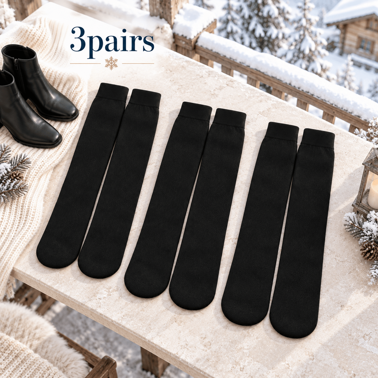 TEMU 3-pairs Tslbnrio Women' Over The Knee Socks Thick Warm Suitable For Sweater Dresses, Winter & Dresses, Solid Color Round Toe Tights, Hand