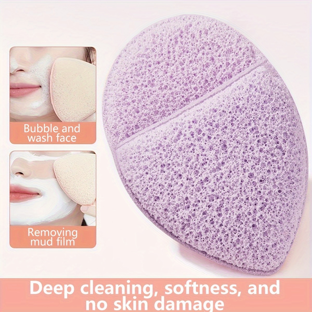 TEMU de Limpieza Facial Portátil con Pinza para el Cabello y Esponja de Konjac Bonita para Quitar Maquillaje