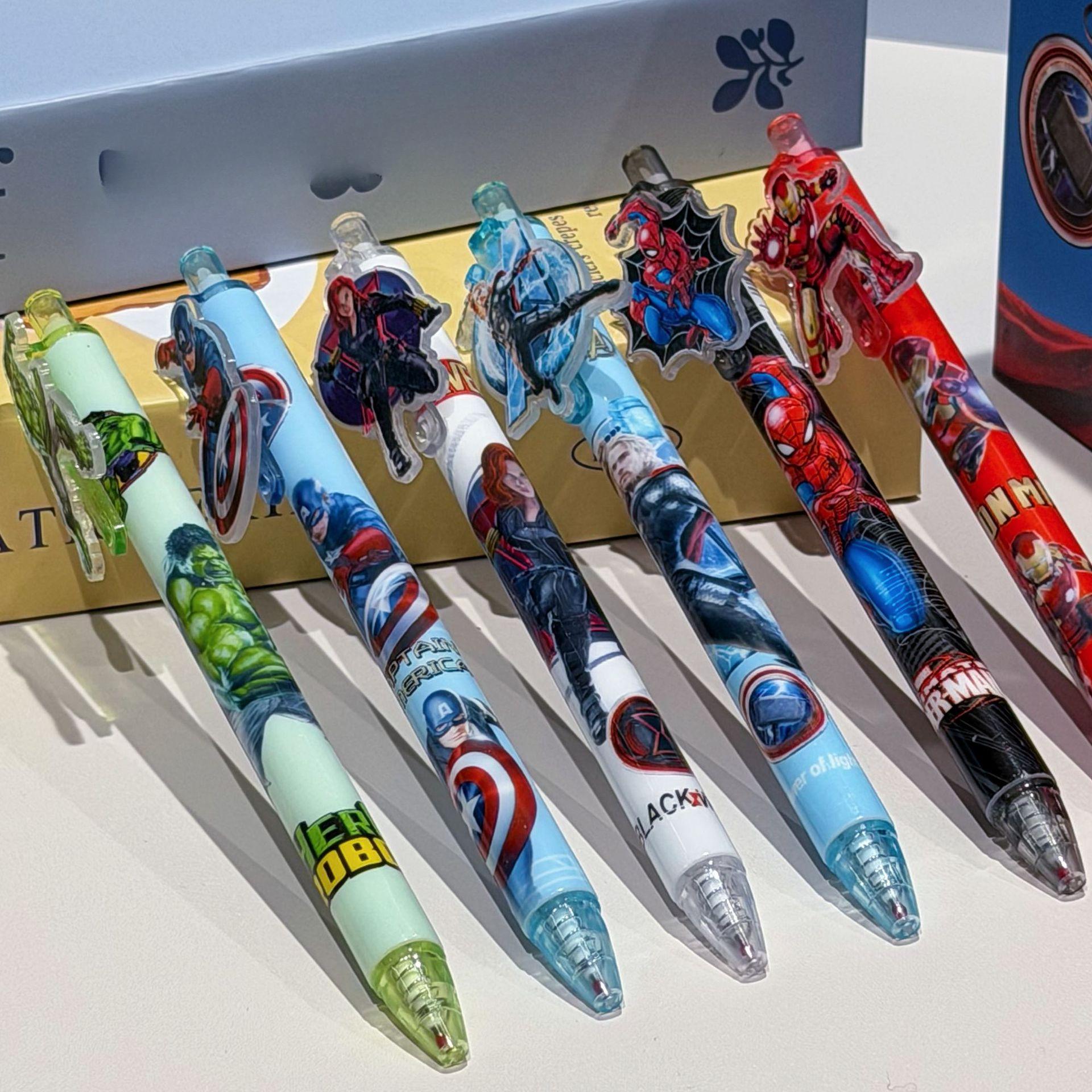 Image of 6pcs Neutral Pen Cartoon Creative Acrylic Patch Learning Stationery Writing Supplies, Suitable For Daily Use In Homes, Schools, Etc., And A Perfect Gift Prize