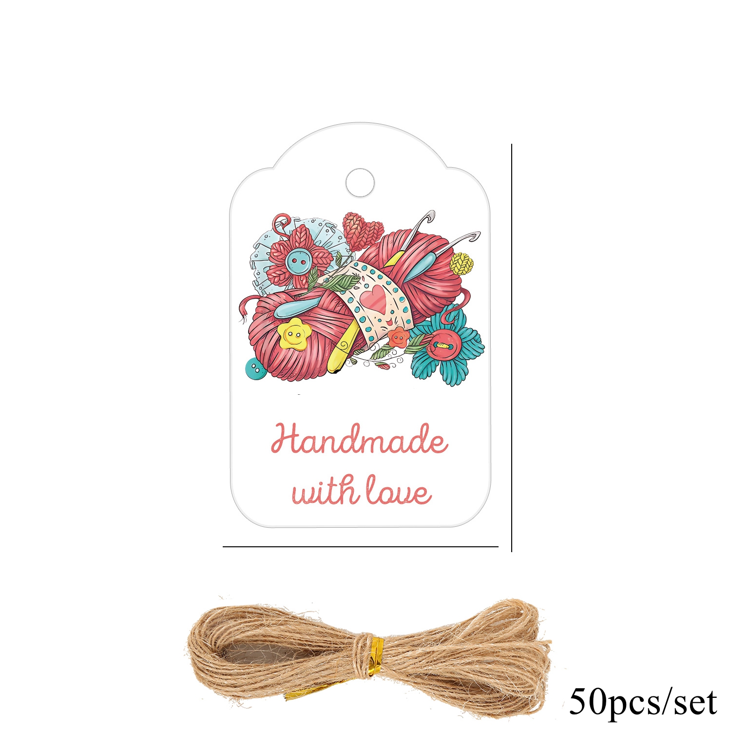 TEMU 50pcs/set Gift Tags Yarn Ball With A Crochet Hook Paper Labels Perfect For Knitting - Related Gifts Wrapping, Handmade Textile Presents Decor,