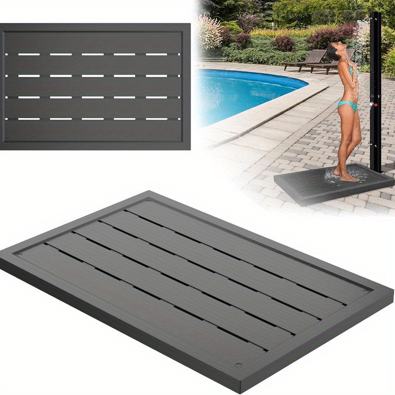 E-shop 100x65x4cm PP Kunststoff-Bodenbelag für Außengarten-Dusche, rutschfeste Solar-Duschabdeckung, Anthrazitfarbe