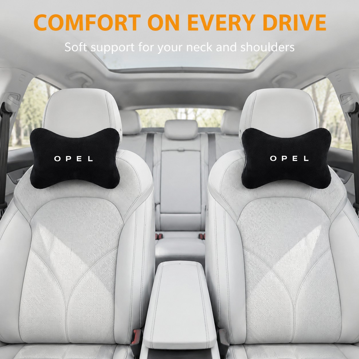 TEMU 2-pack Car Seat Neck Pillows, Soft Plush Bone-shaped Headrests, Ergonomic Car Seat Neck Support Pillows, Suitable For Driving And Travel, Black