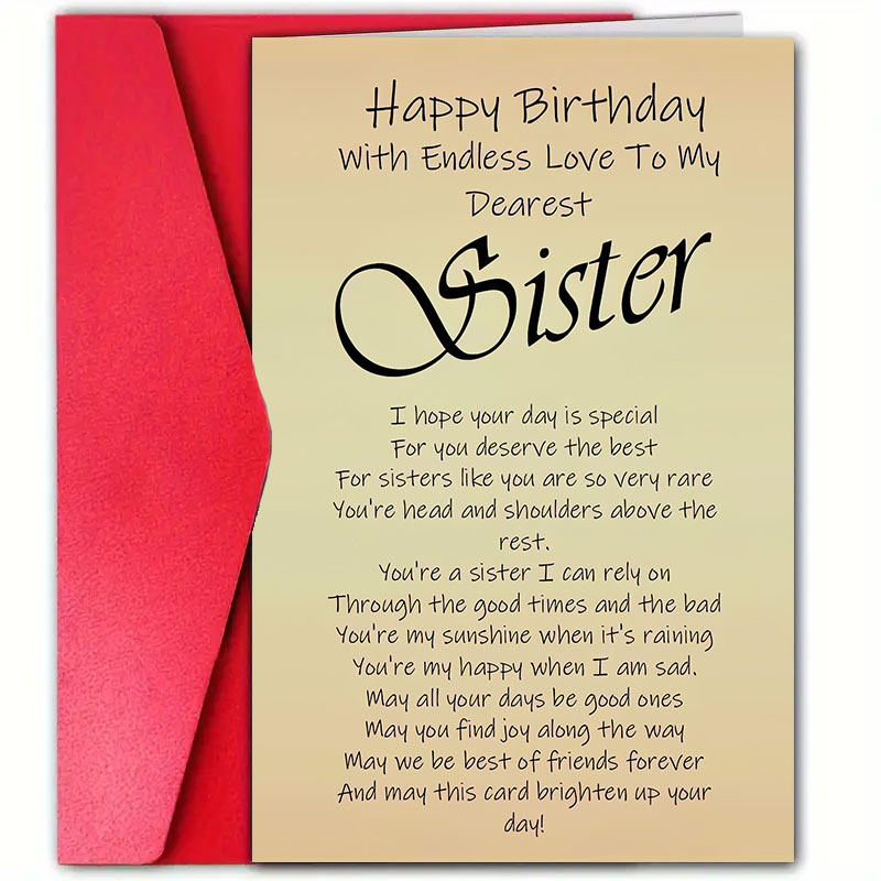 

1pc Sister Greeting - 12cm X 18cm - "may All Be " - Universal For Sister - - Birthdays