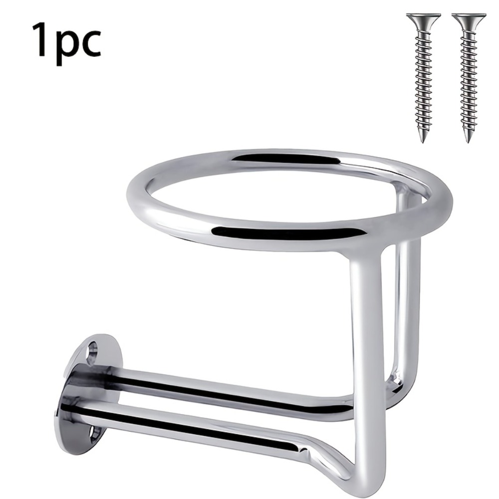 TEMU Single Marine Cup Holder, Marine Ring-shaped Beverage Holder, Stainless Steel Wall-mounted Beverage Holder - Suitable For Yachts, Trucks, Rvs,