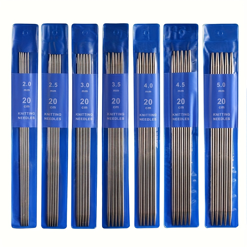 

1set Short Double Pointed Knitting Needles Kit 20cm, Double Ended Needles 2.0mm To 5.0mm, Dpns Knitting Pins Set For Beginner And Small Projects, Sock Metal Needles