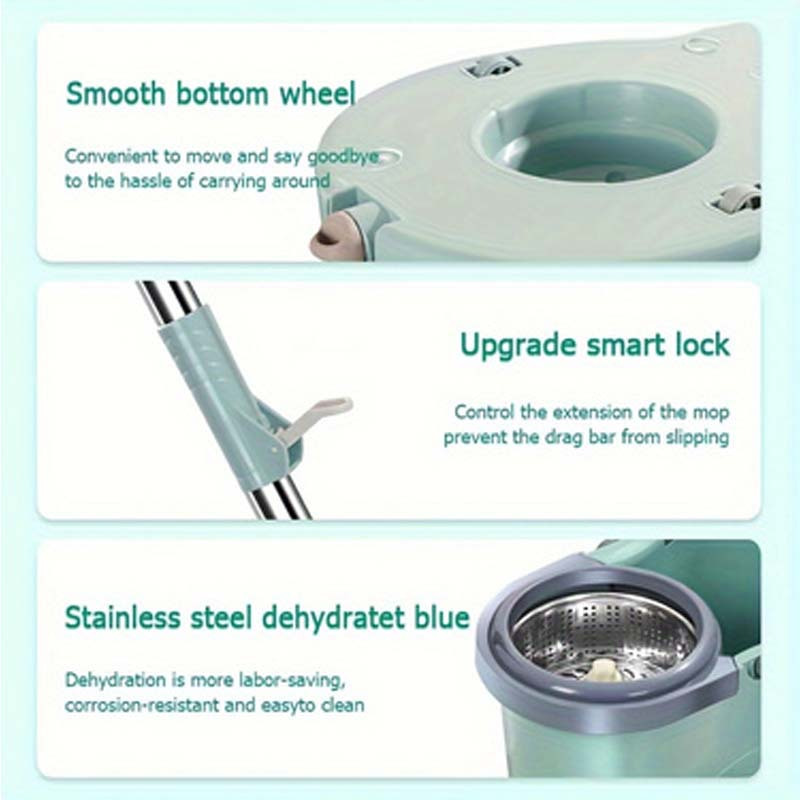 easy   spin mop and bucket set hands free wet dry use for kitchen bathroom living room bedroom   cleaning solution details 7